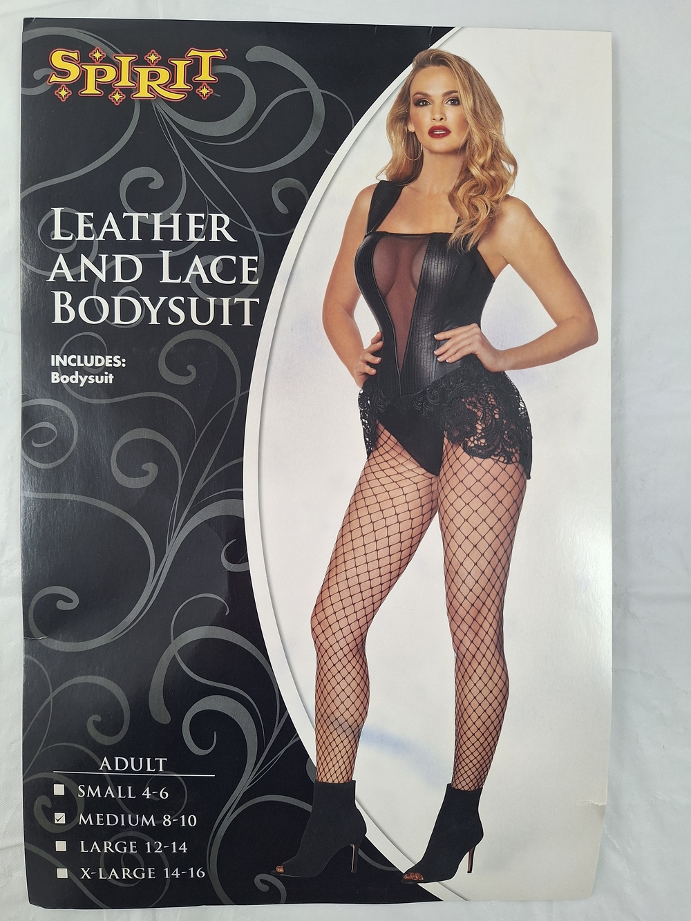 Spirit Black Leather and Lace Bodysuit